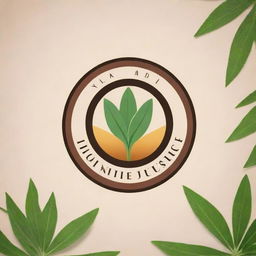 Create a creative and natural-looking logo for a product named 'Lagundi Juice Healer'. The design should encompass elements of healing, nature, and the lagundi plant.