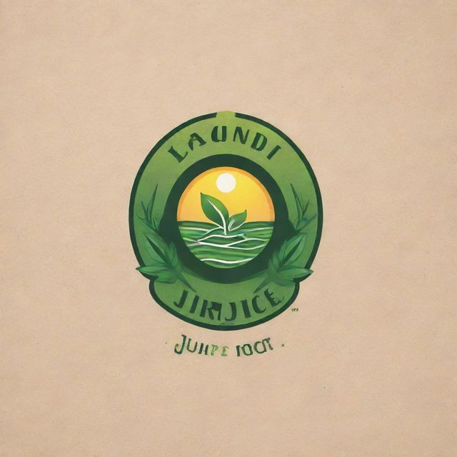 Create a creative and natural-looking logo for a product named 'Lagundi Juice Healer'. The design should encompass elements of healing, nature, and the lagundi plant.