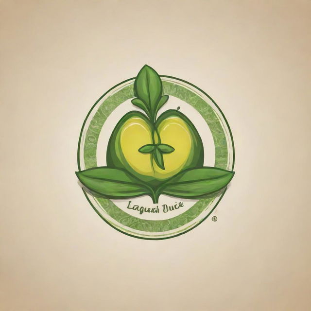 Design a unique and nature-themed logo for a product named 'Lagundi Juice Healer', incorporating elements of healing, the lagundi plant, and juice.