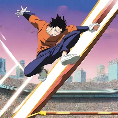 In the anime series, the protagonist uses a crossbar to perform incredible acrobatic stunts during fight scenes.