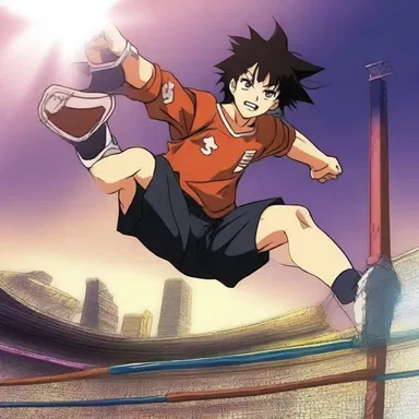 In the anime series, the protagonist uses a crossbar to perform incredible acrobatic stunts during fight scenes.