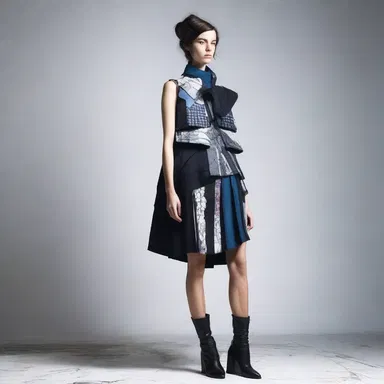 The designer cannibalized parts of old garments to create a unique and unconventional fashion collection.