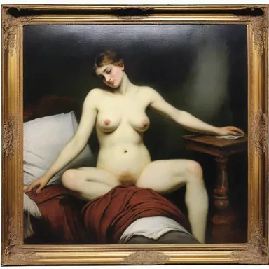 The suggestive painting caused controversy when it was first displayed in the museum in 19th century Paris.