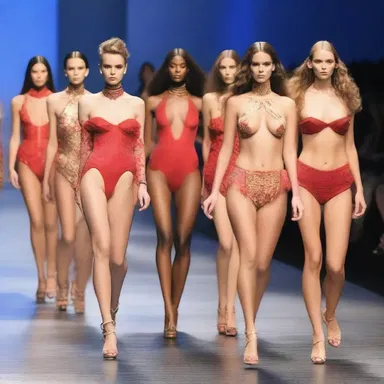 The fashion show featured models wearing suggestive outfits that pushed the boundaries of traditional style.