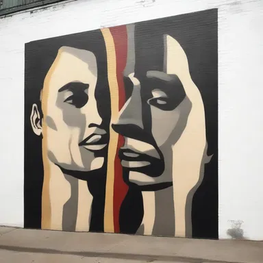 The artist's mural contained subtle yet suggestive imagery, inviting viewers to interpret its meaning.