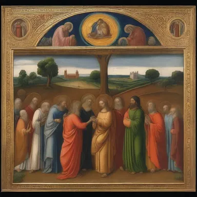 The painting depicted a scene from the Bible, with every detail carefully chosen to be suggestive of religious symbolism.