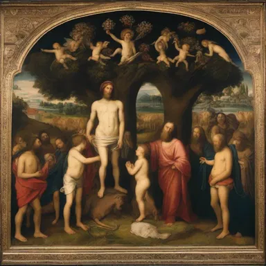 The painting depicted a scene from the Bible, with every detail carefully chosen to be suggestive of religious symbolism.