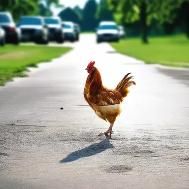 Why did the chicken cross the road? Give or take a few feathers.