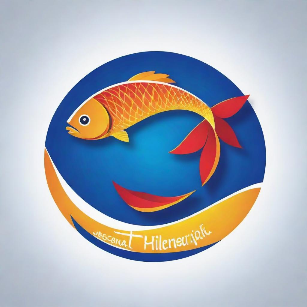 A professional logo design for the Philippine SK Federation, artfully combining their brand name with a vibrant depiction of a fish.