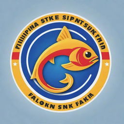 A professional logo design for the Philippine SK Federation, artfully combining their brand name with a vibrant depiction of a fish.