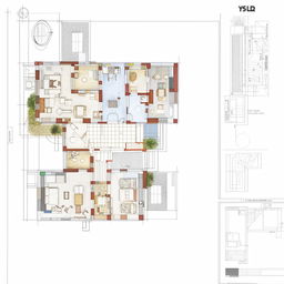 Architectural blueprint of a 150m² house with 3 bedrooms, 2 bathrooms, a kitchen, and a guest room.