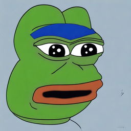 A high-quality digital art piece that depicts a character in the style of the Big Pepe meme