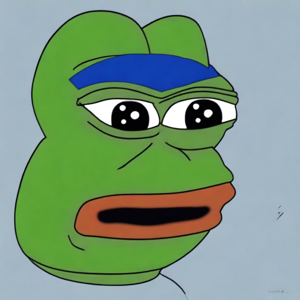 A high-quality digital art piece that depicts a character in the style of the Big Pepe meme