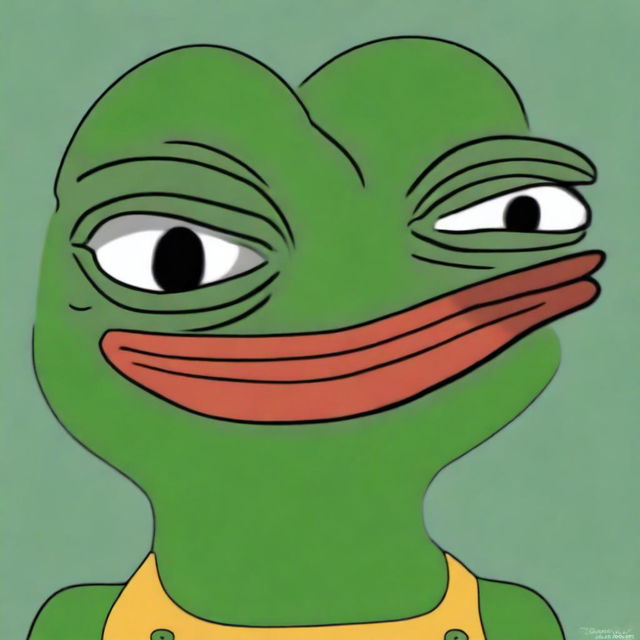 A high-quality digital art piece that depicts a character in the style of the Big Pepe meme