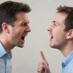 A man engaged in a heated verbal argument with another person, displaying a range of intense emotions.