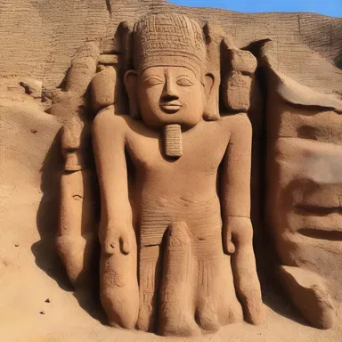 The surface of the ancient idol was uneven due to years of erosion.