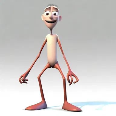 The animated character had uneven limbs, giving it a unique and distinctive appearance.