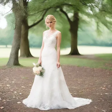 The bride wore a dress with uneven layers of lace, which added a touch of romantic elegance to her look.