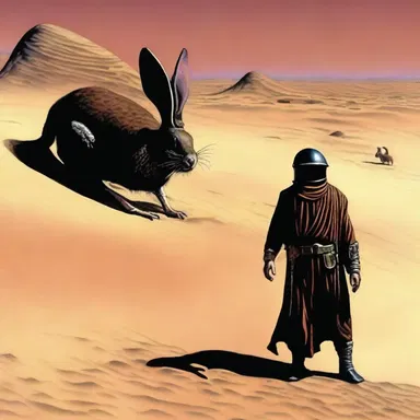 In the science fiction novel 'Dune' by Frank Herbert, the protagonist Paul Atreides encounters a coney-like creature called a desert hare on the planet Arrakis.