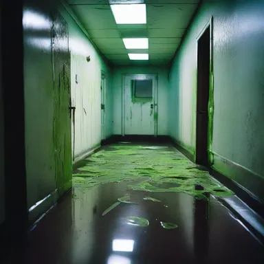 In the depths of the abandoned laboratory, the slime bacteria slithered through the dark corridors, leaving trails of their self-produced slime behind.