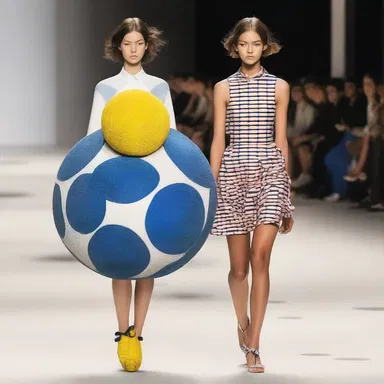 The fashion designer created a unique collection inspired by the colors and patterns of the tetherball game, incorporating circular motifs and pole-like structures into their designs.