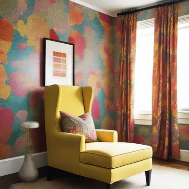 The rattling colors and unique patterns of the wallpaper added a vibrant touch to the room.