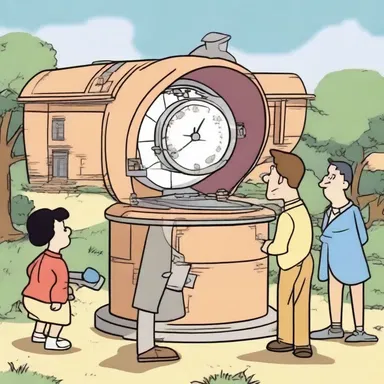 In the cartoon episode, the characters plotted to build a time machine and travel to the morrow to prevent an impending disaster.