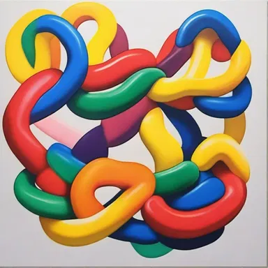 The artist's painting depicted a chain reaction of colors blending and harmonizing with each other.