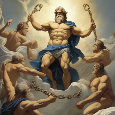 According to Greek mythology, the chain reaction of Zeus' actions against the Titans resulted in the establishment of the Olympian gods' rule.