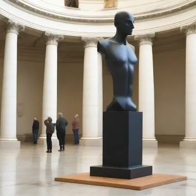 The sculpture was ensconced on a pedestal, attracting the attention and admiration of visitors to the art gallery.