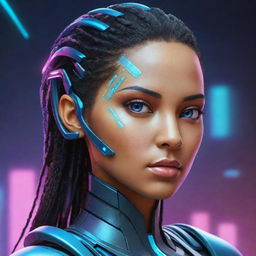Create a unique and futuristic avatar with intricate and vibrant details.