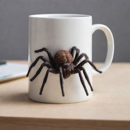 A coffee mug in the shape of a tarantula