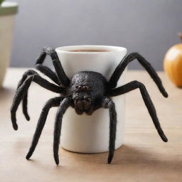 A coffee mug in the shape of a tarantula