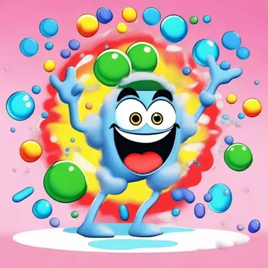 In the cartoon, the mischievous character accidentally spilled hydroiodic acid, causing a hilarious explosion with colorful bubbles.