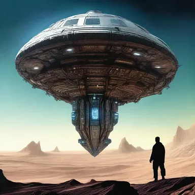 In the science fiction novel, the protagonist uses advanced technology to elude the spaceship pursuing him.