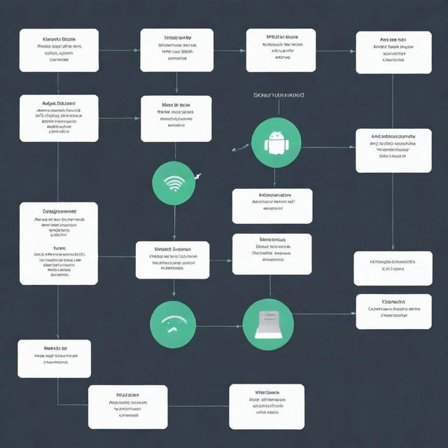 A detailed flowchart depicting the workflow of an Android app based on a Wi-Fi-based attendance system where a user scans for available Wi-Fi and once it's within range, it marks the user's attendance automatically.