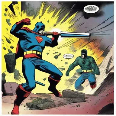 The comic book depicted a gripping scene where the superheroes were engaged in a fierce battle against the enemy's mortar fire.