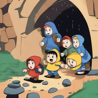 In the animated cartoon, the characters managed to narrowly escape the raining mortar fire by cleverly using a hidden underground tunnel.