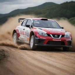 A dynamic image featuring Nissan rally cars, encapsulating their powerful performance and distinctive design aesthetics.