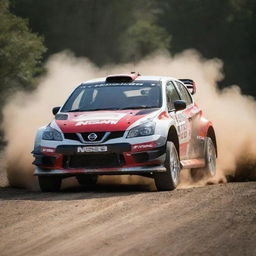 A dynamic image featuring Nissan rally cars, encapsulating their powerful performance and distinctive design aesthetics.