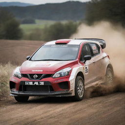 A dynamic image featuring Nissan rally cars, encapsulating their powerful performance and distinctive design aesthetics.