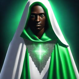 A top-quality digital art image showcasing an enigmatic mentor figure with dark skin