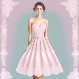 A high-quality digital art image showcasing a cute prom dress