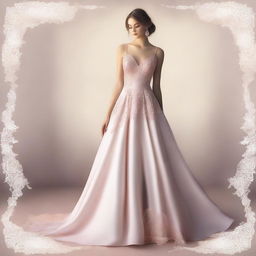 A high-quality digital art image featuring an elegant prom dress