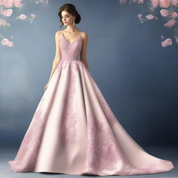 A high-quality digital art image featuring an elegant prom dress