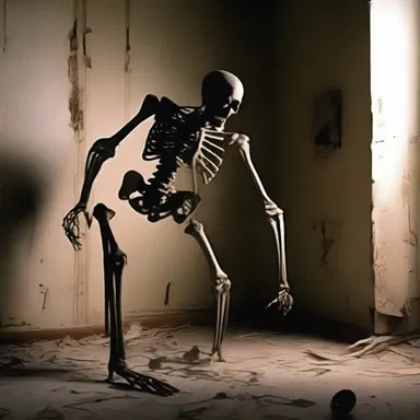 The creature in the dark corner of the room began to champ on the bones of its latest victim.