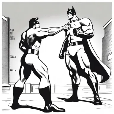 In the comic strip, the superhero champ at the bit, eager to confront the villain.