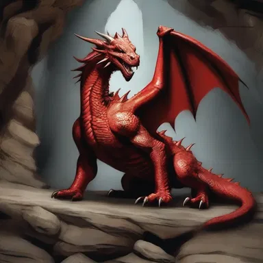 The defenseless dragon lay wounded in the cave, unable to fly or protect itself from the knights who sought to slay it.