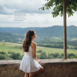 A girl seeking happiness, positioned in a corner with a serene landscape. Overlay the quote '5 Rules of Happiness: 1. Don't hate anyone. 2. Don't compare yourself with others. 3. Don't worry about the past or the future. 4. Don't expect to get what you give. 5. Don't complain.'