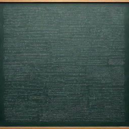 A detailed visualization of complex mathematical equations and graphs scattered across a chalkboard